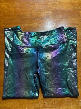 Iridescent Green & Purple Holographic Bike Shorts
